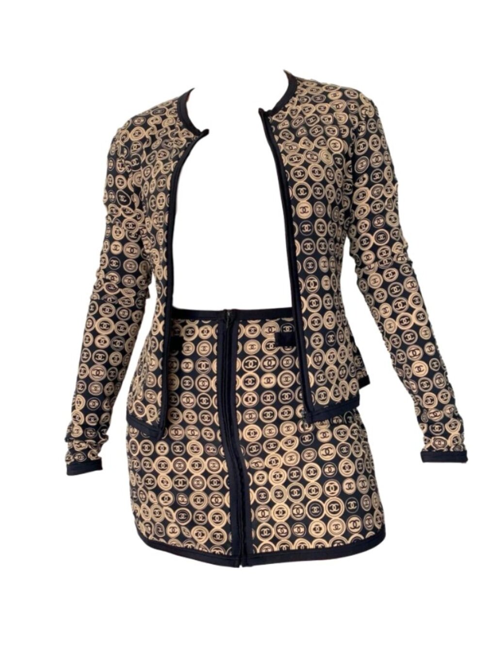 EUC Rare Chanel Coin Medallion Vintage Skirt Jacket Set 38/40
